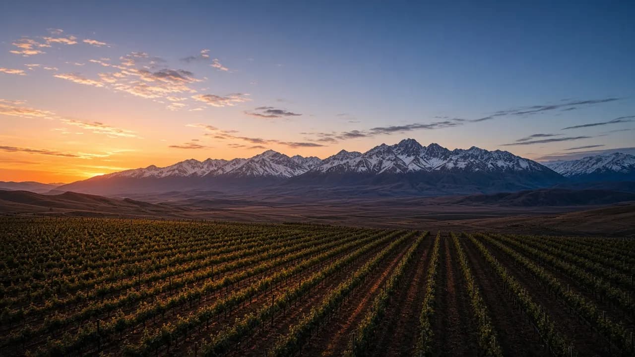 Paisaje editorial argentino al atardecer